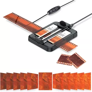 برش دهنده فیلم اسلاید برای فیلم های 35 میلی متری و 120، دارای نور پس زمینه LED با 11 سطح تنظیم، ضد لغزش، تیغه قابل تعویض، مشکی، آلیاژ آلومینیوم و ABS، دستی، برقی سیمی