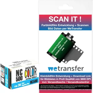 فیلم رنگی کوچک اورجینال وولفن (اُروُ) NC500 با حساسیت 400 ASA، 36 عکس به همراه اطلاعات اسکن و پردازش از طریق WE Transfer - ارسال به سراسر جهان