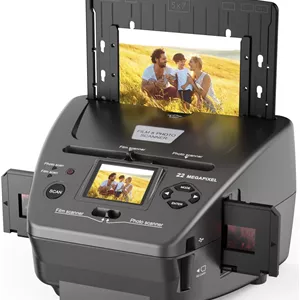 اسکنر فیلم و عکس با LCD 2.4 اینچی - تبدیل اسلاید و نگاتیو 35 میلی‌متری/135، اسکن با وضوح بالا 22 مگاپیکسل، کارت SD 4 گیگابایتی و انتقال USB، خاکستری