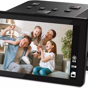 اسکنر فیلم و اسلاید دیجیتال با نمایشگر LCD بزرگ 5 اینچی، تبدیل نگاتیوهای رنگی و سیاه و سفید و اسلایدهای 35 میلی متری، 126 میلی متری و 110 میلی متری به تصاویر JPEG 22 مگاپیکسلی