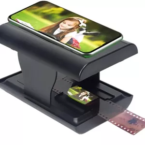 اسکنر فیلم و اسلاید موبایل Acogedor، به شما امکان می دهد فیلم ها و اسلایدهای قدیمی 35 میلی متری را با استفاده از دوربین تلفن هوشمند خود اسکن و پخش کنید، نور پس زمینه LED، برای اندروید، برای آیفون