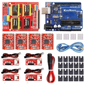 کیت CNC پرینتر سه بعدی حرفه ای KeeYees به همراه آموزش الکترونیکی - برد توسعه CNC Shield V3.0، درایور موتور پله ای A4988، کابل برق DC، میکروسوئیچ Endstop به همراه جامپر