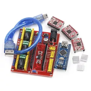 شیلد CNC V4 دستگاه حکاکی پرینتر سه بعدی3 عدد برد توسعه درایور A4988 برای آردوینو نانو V3.0 به همراه کابل USB نانو 3.0