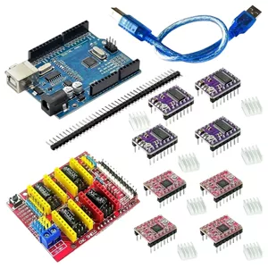 برد توسعه CNC Shield V3 برای دستگاه حکاکی و پرینتر سه بعدی4 عدد درایور DRV8825 یا A4988 برای آردوینوUNO R3 به همراه کابل USB