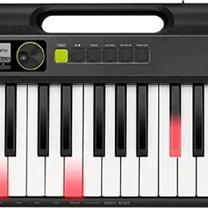 کیبورد قابل حمل 61 کلیدی حساس به لمس Casio LK-S250 با کلیدهای روشن شونده، 400 صدا / پیانو گرند، 61 کلید اندازه کامل، حساسیت لمسی، USB MIDI، ورودی کمکی 3.5 میلی متری، مشکی | LK-S250
