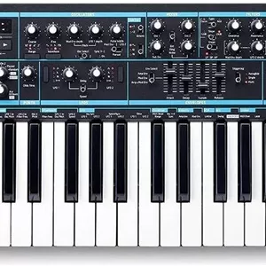 Novation Bass Station II صفحه کلید آنالوگ 25 نتی با عملکرد سینث، 64 پچ کارخانه ای و 64 اسلات کاربری دیگر، سرعت OSC 2، سوکت USB 2 برای MIDI، مشکی | NOVSYNTH03UKEU
