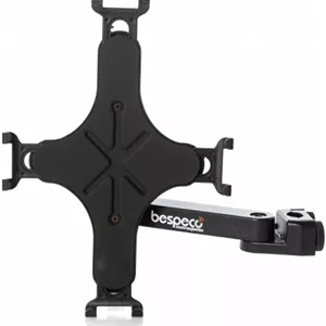 نگهدارنده تبلت Bespeco TAB100 قابل تنظیم برای تبلت های 8 تا 10.1 اینچی، با روکش نرم، نصب روی پایه میکروفون، سازگار با Galaxy Tab 2 & 3 و iPad