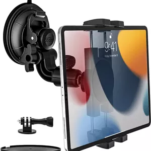 پایه تبلت مکنده قوی خودرو برای شیشه جلو، نگهدارنده تبلت کامیون داشبورد با آداپتور پیچ 1/4 اینچی برای آیپد پرو ایر مینی، تبلت های گلکسی، تلفن ها، 4-12.9 اینچ و GoPro/دوربین