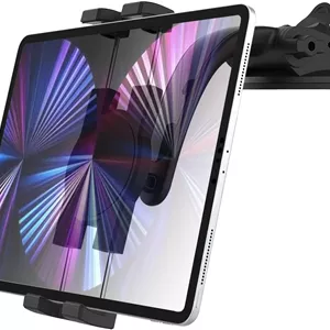 پایه تبلت داشبوردی برای خودرو [بازوی قابل تنظیم و تثبیت کننده] هولدر تبلت شیشه جلو داشبورد خودرو با مکنده برای دستگاه های 4-13 اینچی، آیپد پرو 12.9 ایر مینی، گلکسی تب، لنوو، سری آیفون