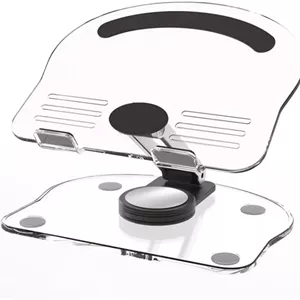 پایه تبلت اکرلیک XIHAMA با پایه چرخان 360 درجه، پایه تبلت شفاف تاشو و قابل تنظیم برای آیپد/پرو/ایر و تبلت های 4.7-13 اینچی (مشکی شفاف)
