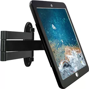 پایه دیواری تاشو برای آیپد 9.7 اینچی (نسل 6، 5، Air 1 و 2، Pro)، به جز سایر 9.7 اینچی ها. بازوی قابل تنظیم چرخشی با قفل ضد سرقت، چند زاویه، طراحی چرخشی، فلزی (مشکی)