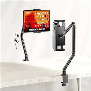 پایه تبلت Urmust برای میز، نگهدارنده آیپد با قابلیت تنظیم و گیره، چرخش 360 درجه، بازوی آلومینیومی محکم برای تبلت برای آیپد پرو/ایر/مینی 4.7 تا 15.6 اینچی، آیفون، گلکسی تب، برای آشپزخانه، کار، تماس ویدیویی