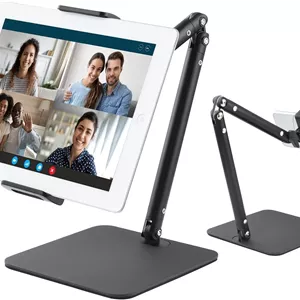 پایه تبلت UTEBIT برای میز، نگهدارنده تلفن همراه با قابلیت تنظیم زاویه و ارتفاع، چرخش 360 درجه، پایه تلفن تاشو، لوازم جانبی میز اداری سازگار با تلفن های هوشمند 4 تا 13 اینچی iPhone iPad Air Kindle (مشکی)