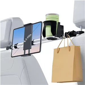 نگهدارنده تبلت صندلی عقب خودرو با جای لیوان، پایه تبلت پشت سری برای سرگرمی کودکان سازگار با آیپد پرو ایر، گلکسی تب، کیندل فایر HD یا سایر دستگاه های 6.1-11 اینچی