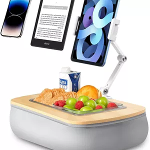 بالشت نگهدارنده تبلت و کتابخوان کیندل UPERGO، هولدر بالشتی آیپد برای استفاده روی پا با کیسه لوبیای نرم، مناسب برای تبلت های 4.7 تا 12.9 اینچی، ایده آل برای مطالعه بدون دست و استراحت روی مبل، کاناپه، تخت، ماشین