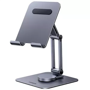 پایه تبلت رومیزی UGREEN با پایه چرخان 360 درجه، نگهدارنده تبلت آلومینیومی قابل حمل، لوازم جانبی قابل تنظیم برای دفتر کار خانگی، سازگار با آیپد پرو 11 ایر مینی 6 5 خاکستری