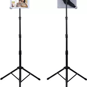 پایه نگهدارنده سه پایه آیپد، پایه ایستاده آیپد با قابلیت تنظیم ارتفاع، نگهدارنده تبلت با قابلیت چرخش 360 درجه برای آیپد پرو 12.9، آیپد ایر و سایر دستگاه ها در اندازه 9.5-14.5 اینچ