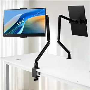 پایه نگهدارنده تبلت برای آیپد، کیندل، پایه نگهدارنده مانیتور قابل حمل حداکثر 15.6 اینچ، بازوی تبلت تاشو برای آیپد با پایه چرخش 360 درجه، مناسب برای تلفن همراه، کیندل، تب ها حداکثر 12.9 اینچ (بیش از 1.2 کیلوگرم نباشد)
