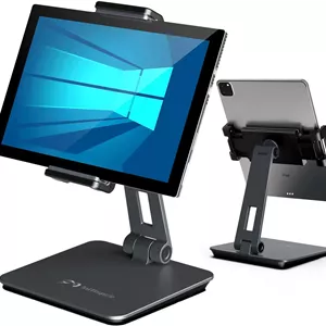 پایه تبلت Surface Pro، پایه تبلت آلیاژ آلومینیوم سنگین برای صفحه نمایش 4.7 تا 13 اینچی Surface Pro، iPad Pro 12.9/11، iPad، mini، Air، Samsung Galaxy Tabs و غیره (خاکستری تیره)