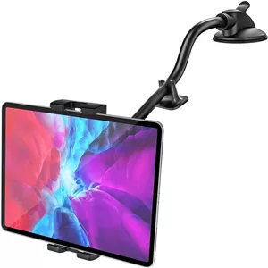 نگهدارنده تبلت وولیی برای خودرو، پایه داشبوردی بازوی بلند [سیلیکون ضد لرزش] با مکنده و تثبیت کننده ضد لرزش، مناسب برای آیپد پرو ایر مینی، گلکسی تب/زد فولد، آیفون، دستگاه های 4.7-11 اینچی
