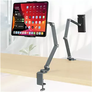 پایه نگهدارنده تبلت Houele، بازوی تبلت تاشو قابل تنظیم با پایه چرخش 360 درجه، پایه نگهدارنده گوشی و تبلت برای میز و تخت، سازگار با تبلت ها، تلفن ها یا سایر دستگاه های 4 تا 15.6 اینچی