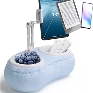 پایه نگهدارنده تبلت و کتاب SHUWEI با بازوی آلومینیومی قابل تنظیم و دو کاسه تنقلات، گیره چرخان 360 درجه برای تبلت، تلفن و کتابخوان های 4.7 تا 13 اینچی. ایده آل برای مطالعه بدون دست و استراحت روی تخت و مبل