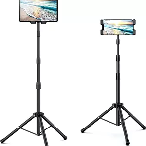 پایه نگهدارنده تبلت و موبایل، پایه ایستاده با قابلیت تنظیم ارتفاع و چرخش 360 درجه، سازگار با آیفون، آیپد مینی/ایر/پرو و تمام دستگاه های 5.5 تا 12.9 اینچی