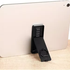 نگهدارنده حلقه ای تبلت مشکی، پایه تبلت تاشو با زوایای قابل تنظیم، گیره چسبی تبلت، لوازم جانبی رومیزی برای خواننده، کامپیوتر و لپ تاپ