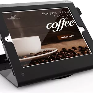 پایه تبلت کیوسکی مناسب برای آیپد 10.2 اینچی نسل 9، 8 و 7، پایه تبلت رومیزی تجاری POS، قفل ضد سرقت، پایه چرخان 360 درجه، فلزی، مشکی