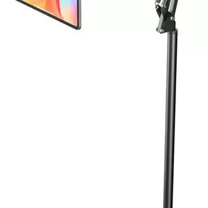 پایه نگهدارنده تبلت و کتابخوان، پایه مطالعه بالای تخت با گیره چرخان 360 درجه و بازوی بلند انعطاف پذیر با قابلیت تنظیم ارتفاع، سازگار با کتابخوان، آیپد مینی/ایر/پرو و دستگاه های 4.7-14 اینچی