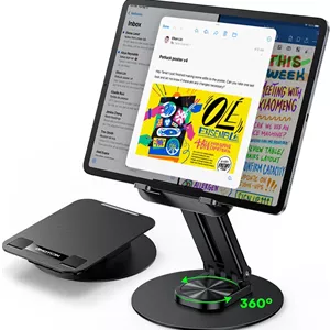پایه تبلت OMOTON برای آیپد، نگهدارنده تبلت قابل تنظیم برای میز، پایه مانیتور قابل حمل سازگار با تبلت‌های 4 تا 15.6 اینچی مانند آیپد پرو 11، 10.2، 13، ایر/مینی و کیندل