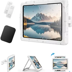 نگهدارنده ضدآب آیپد MoKo برای دوش، نگهدارنده تبلت با قابلیت چرخش 360 درجه برای آیپد 11 اینچی، پایه تبلت مغناطیسی برای یخچال، بازوی تلسکوپی، صفحه لمسی ضد مه، 3 حالت قرارگیری، مناسب برای آشپزخانه و حمام