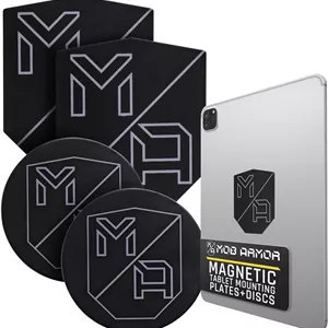 مجموعه ترکیبی Mob Armor TabNetic - راه حل نصب تبلت مغناطیسی با صفحه فلزی سنگین، دیسک نصب قابل تنظیم و استیکرهای مغناطیسی چسب قوی 3M VHB بدون علامت برای نصب تبلت در خودرو