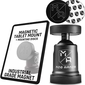 نگهدارنده تبلت آهنربایی یونیورسال Mob Armor Tabnetic Maxx با دو صفحه نصب چسبی - چرخش 360 درجه، شیب 180 درجه، آلومینیوم سنگین، سازگار با کامیون و RV