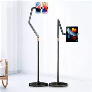 پایه نگهدارنده تبلت، پایه رومیزی آیپد با قابلیت تنظیم زاویه و ارتفاع، پایه نگهدارنده دوگانه آیپد و تلفن مدل 2025، نگهدارنده 360 درجه تبلت برای پخش زنده، عکس های از بالا و ضبط چند زاویه ای (4.7 اینچ - 13 اینچ)