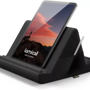 پایه نگهدارنده تبلت Lamicall مدل بالش - پایه نرم و راحت برای تبلت، مناسب برای استفاده روی پا، تخت و میز، دارای جیب و 4 زاویه دید، سازگار با آیپد پرو 13، 11، 12.9، ایر، مینی، کیندل، آیفون و دستگاه های 4 تا 13 اینچی، مشکی