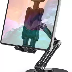 iPad Stand Holder, Tablet Desk Mount for Office, Kitchen, Bedroom, 360° Swivel Heavy Duty Base, Adjustable, Foldable Tablet Clamp Mount for 4.7-13.5 inch Tablets iPad Pro/Air/Mini, Galaxy Tabs