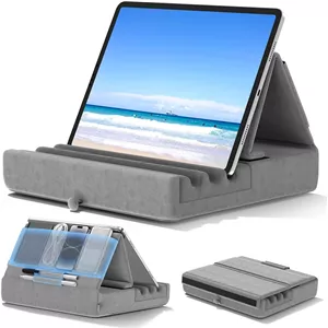 نگهدارنده بالشتی تبلت KDD، پایه تبلت تاشو برای لپ، تخت و میز - پایه نرم تبلت با جیب و محل قرارگیری قلم، سازگار با آیپد پرو 12.9، 10.5، 9.7 ایر مینی 6 5 4 3، گلکسی تب، کتابخوان الکترونیکی