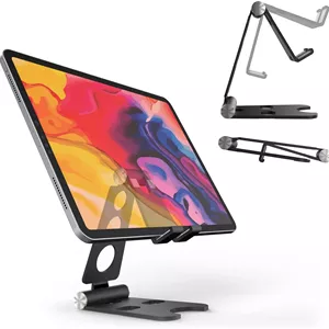 پایه تبلت آلیاژ آلومینیوم Kado برای مانیتور قابل حمل، نگهدارنده تاشو و قابل تنظیم آیپد، لوازم جانبی میز کار برای کیندل، سوییچ، آیپد پرو/ایر/مینی، آیفون پرو/مکس/پلاس