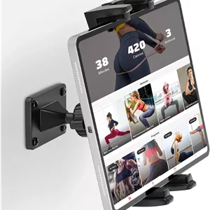 پایه دیواری تبلت، استند نگهدارنده تبلت با چرخش 360 درجه، پایه فلزی مستحکم، پایه دیواری آشپزخانه سازگار با آیپد/آیفون/همه دستگاه های 4.7-12.9 اینچی