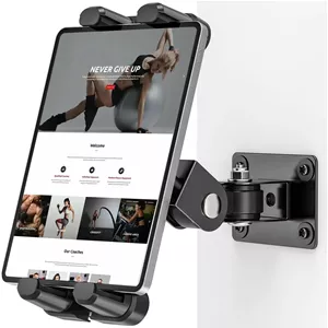 پایه دیواری تبلت با قابلیت چرخش 360 درجه، نگهدارنده دیواری آیپد قابل تنظیم برای همه دستگاه ها و تلفن های هوشمند 4.7-12.9 اینچی، پایه دیواری فلزی مناسب برای آشپزخانه، دفتر، انبار و غیره