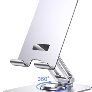پایه تبلت JETech، نگهدارنده رومیزی چرخان قابل تنظیم با پایه چرخان 360 درجه، پایه تاشو برای آیپد/آیپد پرو/ایر/مینی، گلکسی تب A8/A7 لایت/A7/S8/S7، تب/گوشی ها (4-11 اینچ)، نقره ای