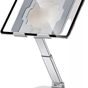 پایه تبلت چرخان 360 درجه GuaziV - نگهدارنده تبلت آیپد قابل تنظیم برای میز، پایه چرخان تبلت آیپد تاشو برای خانه و محل کار (نقره ای براق)