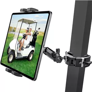 نگهدارنده تبلت GDZN برای گلف کارت، گیره مربعی چرخان سازگار با EZGO/Club Car/Yamaha/Icon، [ضد لرزش و سازگار با قاب های ضخیم] پایه تبلت گلف کارت برای آیپد پرو 13، گلکسی، آیفون 17 ایر