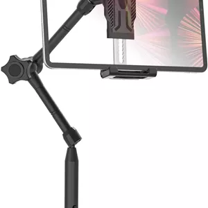 پایه تبلت لیوانی خودرو، بازوی فلزی تاشو و قابل تنظیم 360 درجه، پایه تردمیل برای آیپد پرو 13 ایر مینی، گلکسی تب، دستگاه های 6.1-15.6 اینچی و قاب های ضخیم [تا 1.18 اینچ]