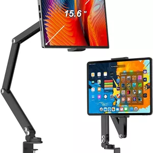Foldable Flexible Tablet Stand Holder for Desk, 360° Adjustable iPad Arm Mount, Portable Monitor 15.6 Stand, Premium Phone Holder Compatible with iPad 13/12.9/11 Mini/10/9th, Samsung, Kindle