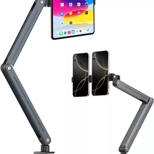 پایه تبلت تاشو برای میز و تخت، بازوی آلیاژ آلومینیوم با قابلیت تنظیم 360 درجه، سازگار با آیپد پرو ایر 13/12.9/11 مینی، سامسونگ گلکسی، تلفن و تبلت