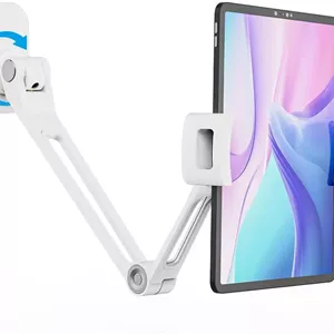 پایه دیواری تبلت، مناسب برای تبلت های 4.7 تا 12.9 اینچی، آلیاژ آلومینیوم، پایه چرخان 360 درجه، زاویه قابل تنظیم، نگهدارنده تبلت (سفید)