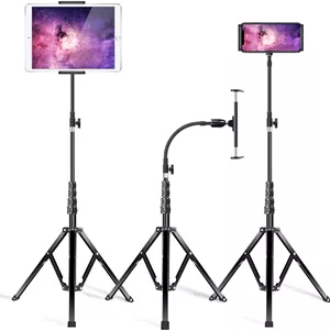 پایه سه پایه فلزی آیپد Elitehood و نگهدارنده پایه ایستاده تبلت گردن غازی قابل تنظیم 72 اینچی، پایه ایستاده آلومینیومی سنگین آیپد برای پرو 12.9 11، مینی، ایر، آیفون و تلفن های همراه تبلت 4.7-12.9 اینچی