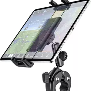 پایه نگهدارنده تبلت یوک، گیره یوک آیپد برای هواپیما، بازوی فلزی قابل تنظیم 360 درجه، نگهدارنده تبلت آموزش هوانوردی برای آیپد پرو 13 12.9 11، آیپد ایر مینی، گلکسی تب، آیفون، دستگاه 4-13 اینچی